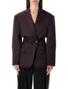 Magda Butrym Double-breasted Pinstripe-detail Blazer In Brown