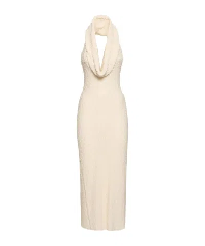 Magda Butrym Deep V-neck Knitted Dress In Neutral