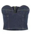 Magda Butrym Cropped Cotton Denim Corset Top In Denim