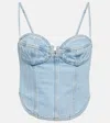 Magda Butrym Double Stitched Denim Corset Top In Light Blue