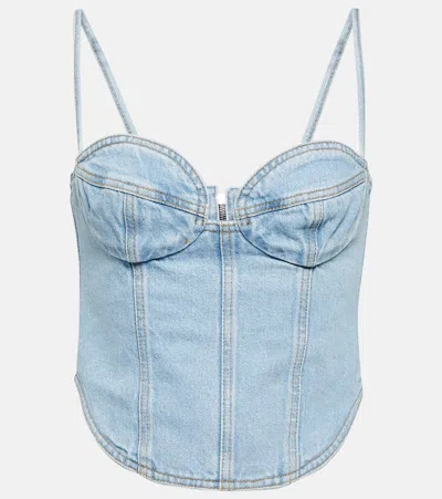Magda Butrym Double Stitched Denim Corset Top In Blue