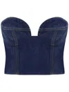 Magda Butrym Cropped Cotton Denim Corset Top In Blue