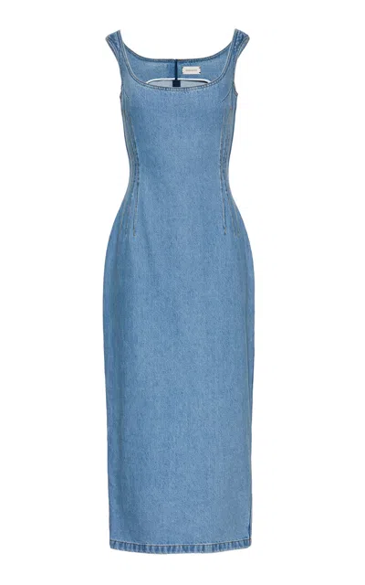 Magda Butrym Denim Cotton Midi Dress In Light Wash