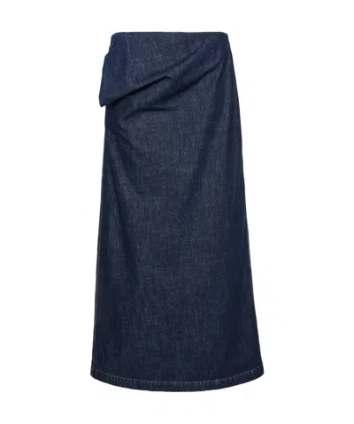 MAGDA BUTRYM MAGDA BUTRYM DENIM DRAPED MIDI SKIRT