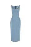 Magda Butrym Sleeveless Square Neckline Denim Dress With Back Slit