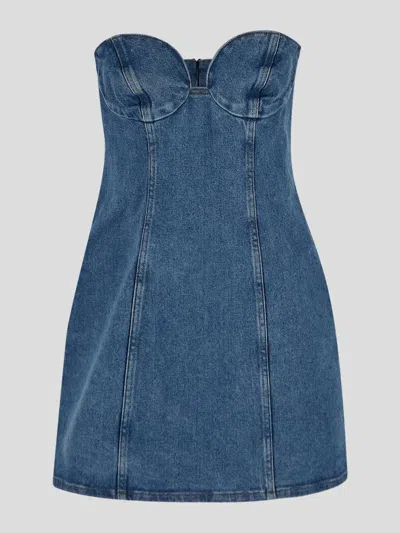 Magda Butrym Strapless Denim Mini Dress In Blue