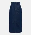 Magda Butrym High-waisted Denim Skirt With Pockets And Slit In Navy