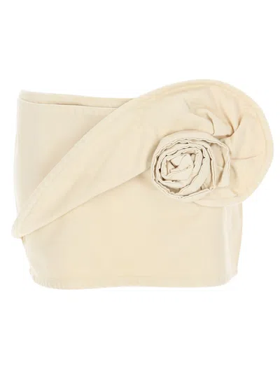 Magda Butrym Neutral Rolled Fabric Fitted Miniskirt In Brown