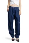 Magda Butrym High Rise Cotton Denim Baggy Jeans In Blue