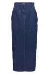 Magda Butrym High-waisted Denim Skirt With Pockets And Slit In Blue