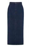 Magda Butrym High-waisted Denim Skirt With Pockets And Slit In Blue