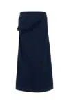 Magda Butrym Denim Draped Midi Skirt In Navy Blue In Blue