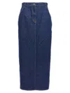 Magda Butrym High-waisted Denim Skirt With Pockets And Slit In Blue