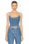 Magda Butrym Cropped Denim Bustier In Blue