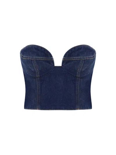 Magda Butrym Bustier Denim Top In Multi