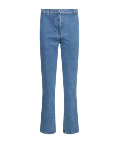 Magda Butrym Denim Trousers With Logo Affixed In Blue