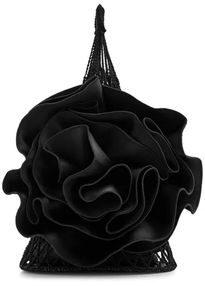 Magda Butrym Devana Small Crochet Top Handle Bag In Black