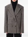 Magda Butrym Double Breasted Wool Chevron Jacket In Gray