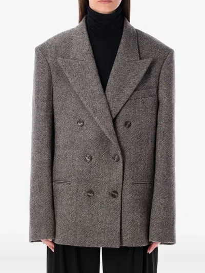 Magda Butrym Double-breasted Blazer In Gray