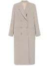 Magda Butrym Long Double-breasted Coat Notched Lapels In Nude