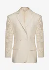Magda Butrym Lace Crochet Hourglass Blazer In Neutral