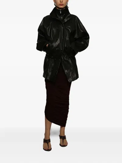 Magda Butrym Double-breasted Leather Jacket In Black