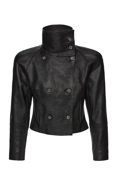 Magda Butrym Double-breasted Leather Jacket In Black