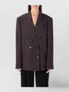 Magda Butrym Oversized Double-breasted Pinstriped Merino Wool Blazer In Animal Print