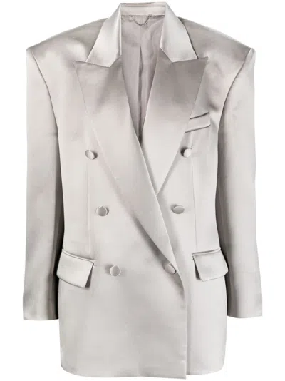 Magda Butrym Single-breasted Silk Blazer In Grau