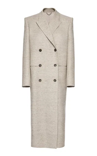 Magda Butrym Double-breasted Silk Blend Coat In Nude