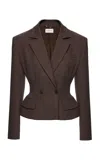 Magda Butrym Double-breasted Structured Linen-blend Blazer In Brown