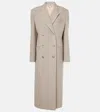 Magda Butrym Long Double-breasted Coat Notched Lapels In Beige