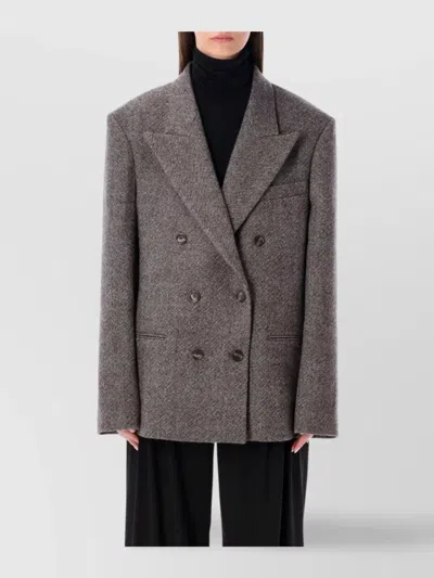 MAGDA BUTRYM DOUBLE BREASTED WOOL CHEVRON JACKET