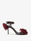 Magda Butrym Crochet Flower-embellished Lace-up Sandals In Red