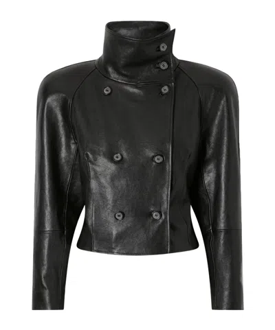 Magda Butrym Double-breasted Leather Jacket In Black