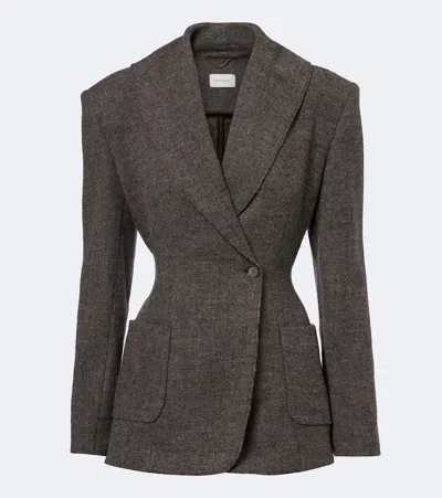 Magda Butrym Double-breasted Wool And Cashmere-blend Blazer In Gray
