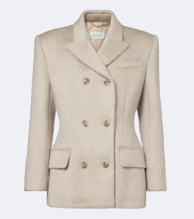 Magda Butrym Double-breasted Padded-shoulder Jacket In Neutral