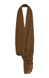 Magda Butrym Draped Asymmetric Midi Dress In Nude