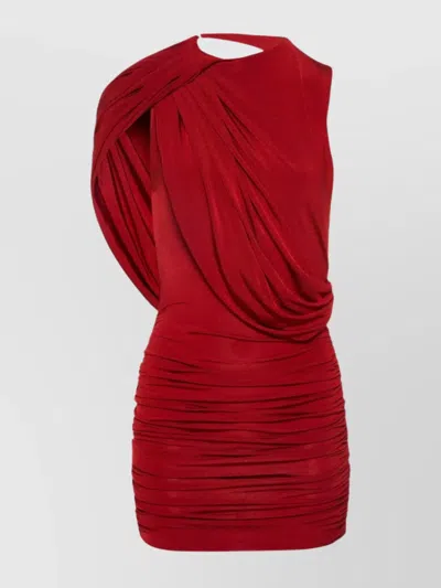 Magda Butrym Draped Asymmetric One-shoulder Mini Dress In Red