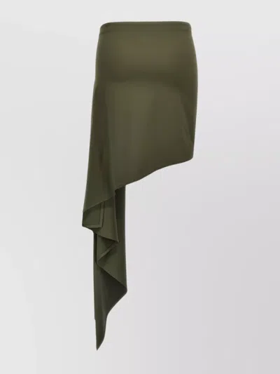 Magda Butrym Draped Asymmetrical Hem Floral Appliqué Skirt In Green