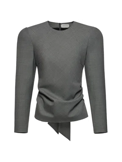 Magda Butrym Draped Back-tie Blouse In Gray