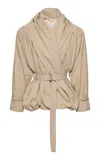 Magda Butrym Draped Belted Cotton-blend Jacket In Brown