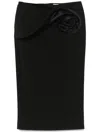 Magda Butrym Draped Floral High Waist Midi Skirt In Black