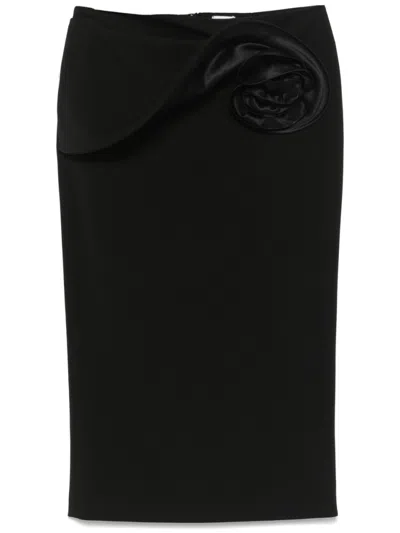 MAGDA BUTRYM MAGDA BUTRYM DRAPED BLACK MIDI SKIRT