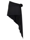 Magda Butrym Mini Skirt With Drape And Floral Applique In Black