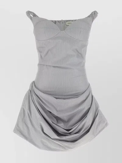 Magda Butrym Draped Bodice Off-shoulder Dress In Gray
