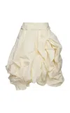 Magda Butrym Draped Bubble-hem Cotton-blend Midi Skirt In White