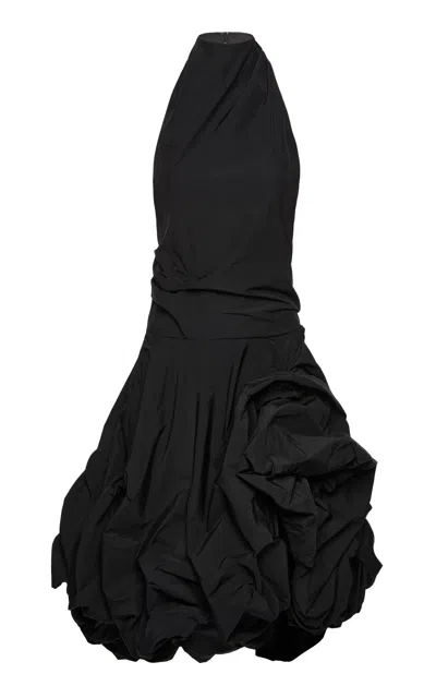Magda Butrym Draped Bubble-hem Midi Dess In Black