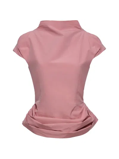 Magda Butrym Draped Cap-sleeve Blouse In Pink