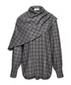 Magda Butrym Draped-collar Check Shirt In Gray